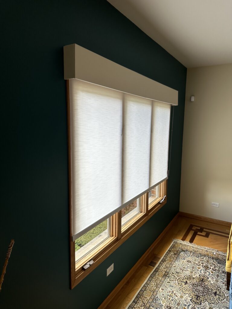 Hunter Douglas Designer Roller Shade in a front entryway window.