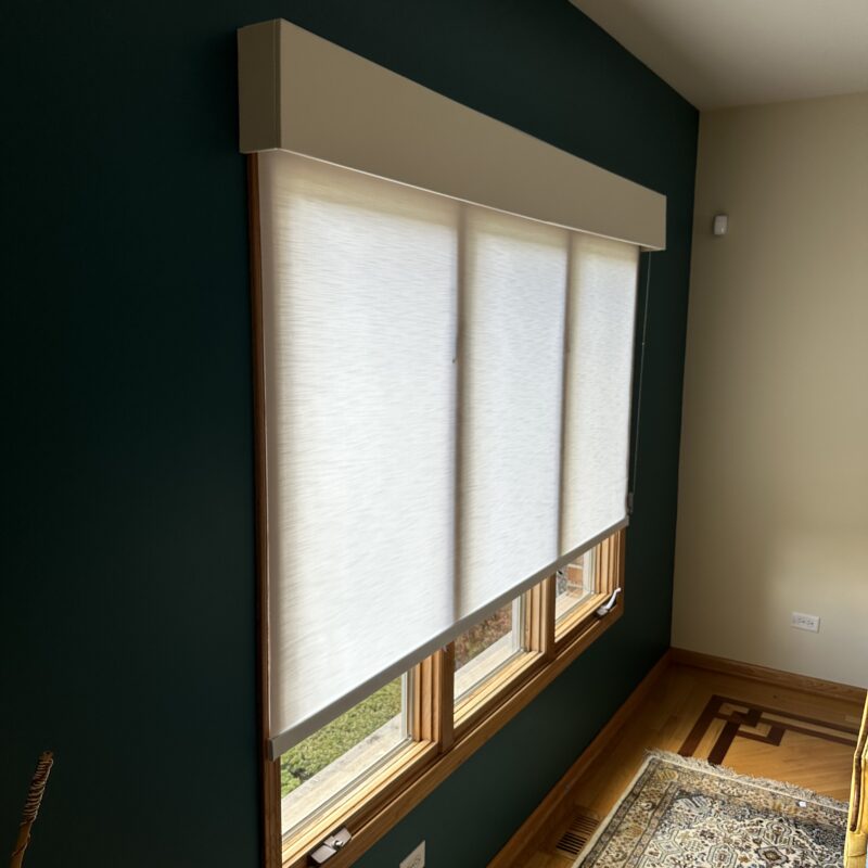 Hunter Douglas Designer Roller Shade in a front entryway window.