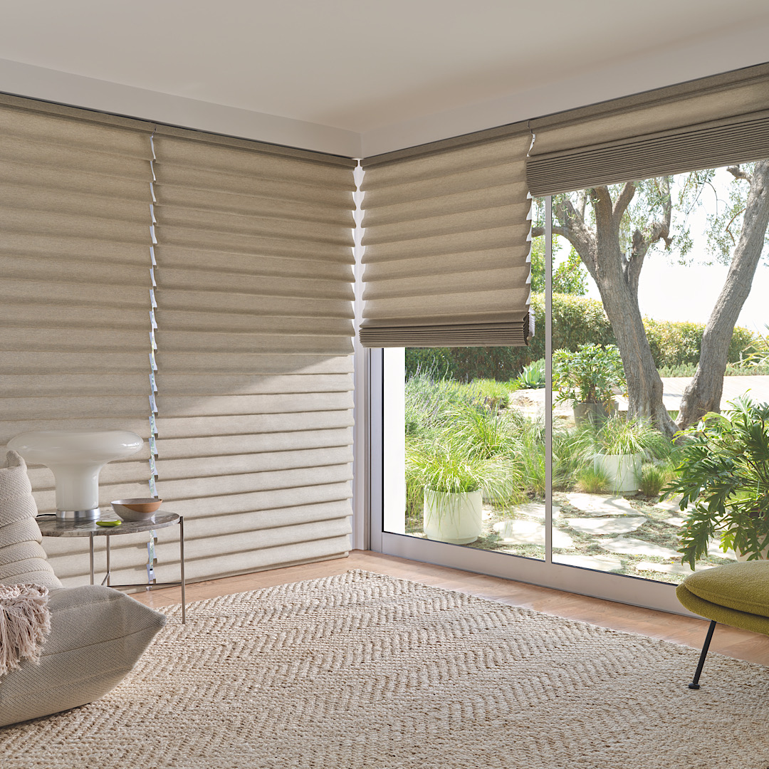 Hunter Douglas vignettes with beautiful greenery