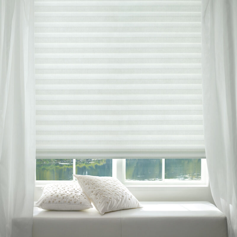 Hunter douglas cellular shades in a bay window