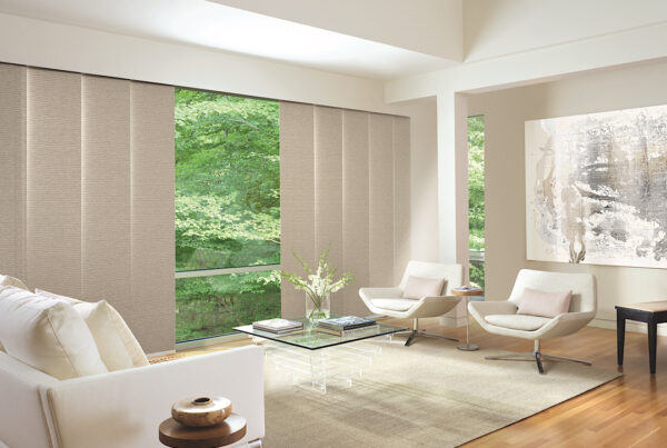 Hunter douglas skyline panel track blinds over large window