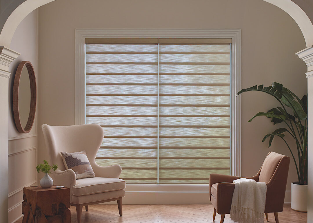 Hunter douglas silhouettes in arched entryway