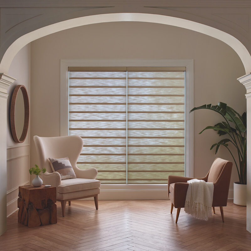 Hunter douglas silhouettes in arched entryway