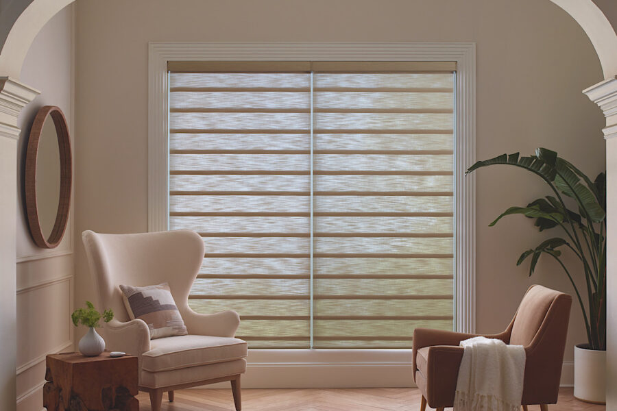 Hunter douglas silhouettes in arched entryway